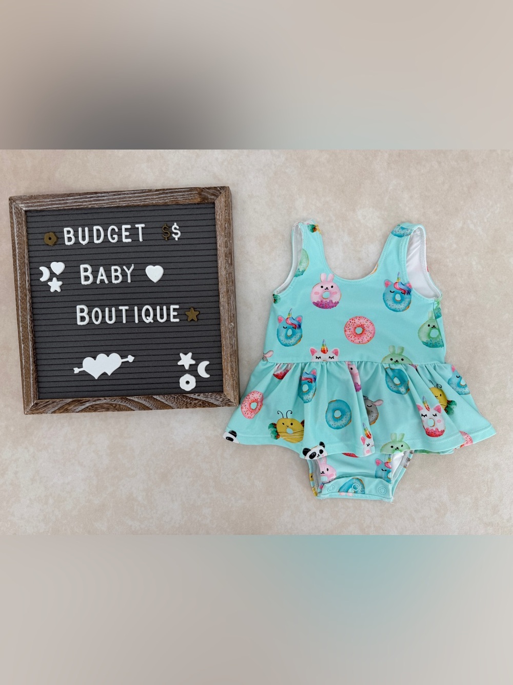 Posh Peanut Aqua Blue Donut & Animal One-Piece Swimsuit